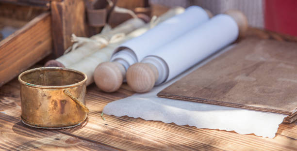 istock Ancient roman writing and documents management  implements 1496104472