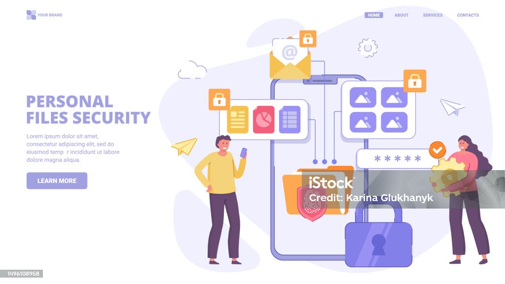 File Security Vector Personal Files Security Safe File Storage Access To Files In Cloud ...