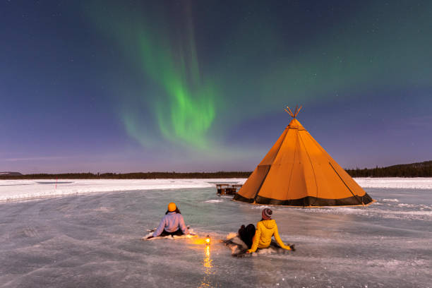 istock Aurora borealis on Sami tent, Lapland 1496111239