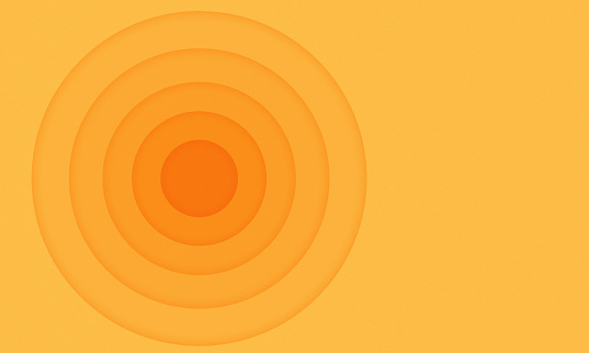 Material Design - Abstract orange background - multi layered paper art concentric circles background with copy space - three dimensional bull's eye