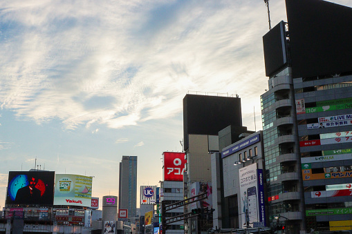 Shoot from ground position at Shibuya Tokyo, Japan