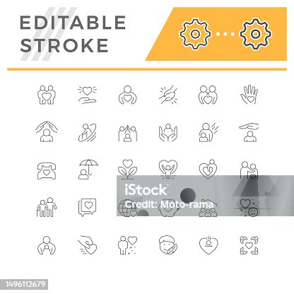 istock Set line icons of care and support 1496112679