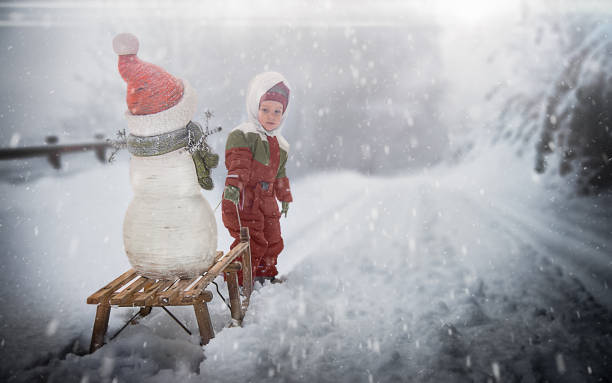 Child Carrying a Sled