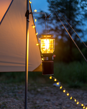 Old lantern, camping scene