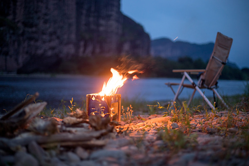 Campfire on Lillooet Lake, British Columbia