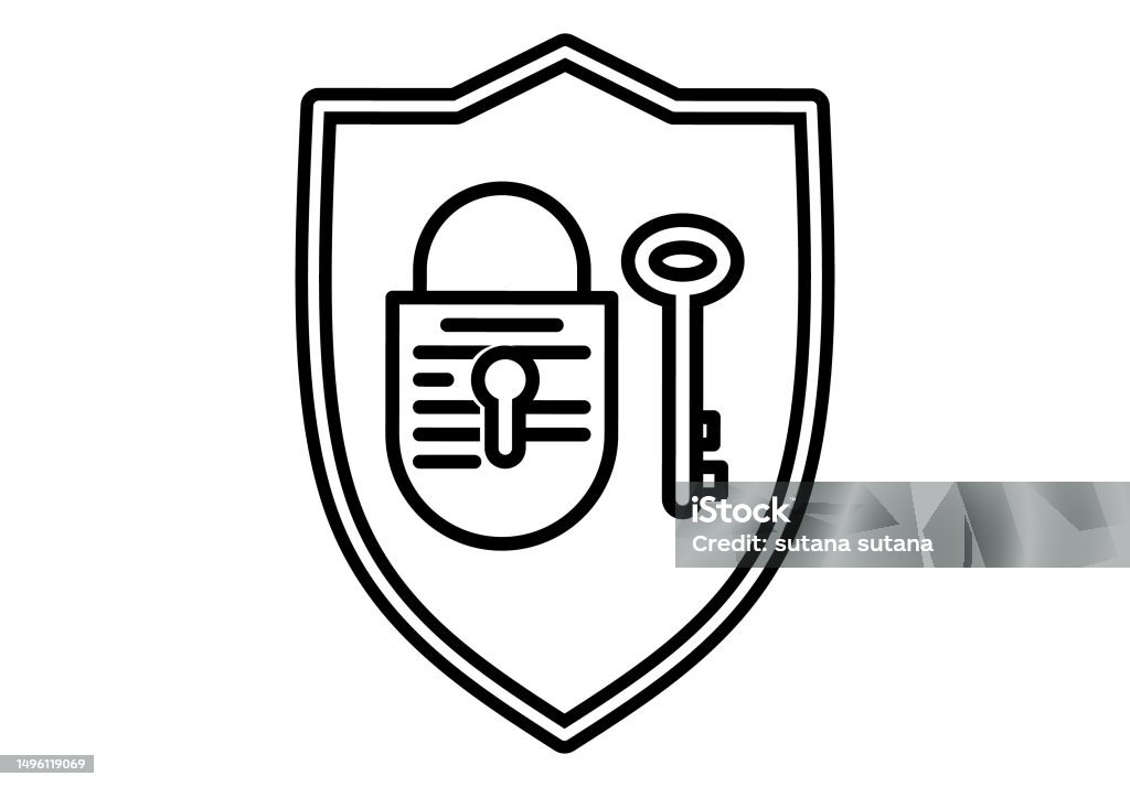 Padlock Sheild Padlock Shield Data Security Illustration Outline Stock Illustration ...