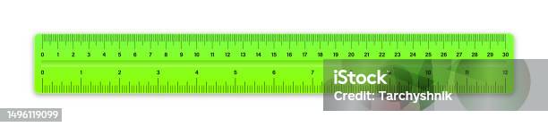 Green Ruler Scale Image Realistic Green Plastic Ruler With Measurement Scale And Divisions ...