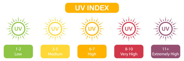 SPF Label, Sun Radiation Index Icons Set. Skin Protection From Sunlight Pictogram. Block Danger Solar Ultraviolet Rays Symbol Collection. Isolated Vector Illustration SPF Label, Sun Radiation Index Icons Set. Skin Protection From Sunlight Pictogram. Block Danger Solar Ultraviolet Rays Symbol Collection. Isolated Vector Illustration. uv light stock illustrations