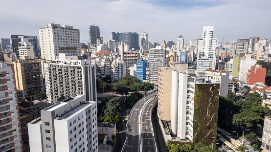 Aerial view of the elevated road known as Minhocão / Presidente João Goulart