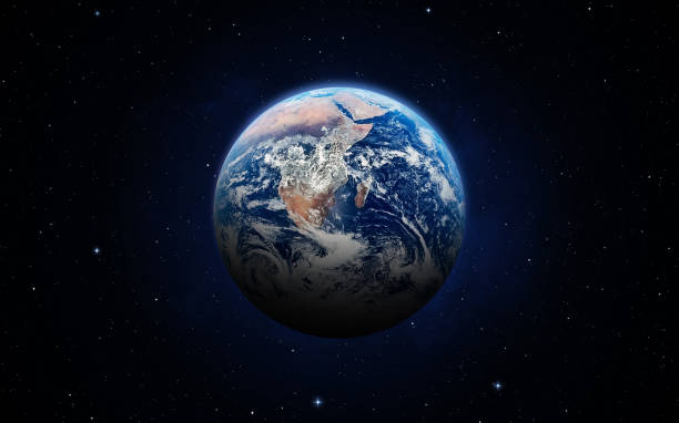 Earth in the space. Earth in the space. Earth, galaxy, nebula and stars. Blue planet for wallpaper. Elements of this image furnished by NASA. ______ Url(s): https://eol.jsc.nasa.gov/SearchPhotos/photo.pl?mission=AS17&roll=148&frame=22727 water balls for plants pictures stock pictures, royalty-free photos & images