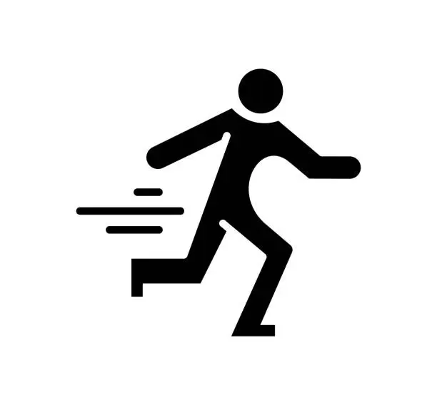 Vector illustration of Running Black Filled Vector Icon