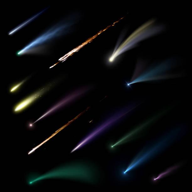 istock Set of comets, asteroids or meteorites. 1496123755