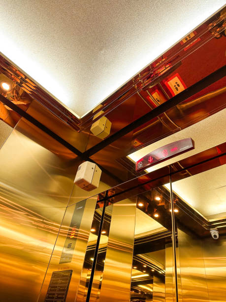 istock Luxury 5-star Hotel lift with golden look 1496123788