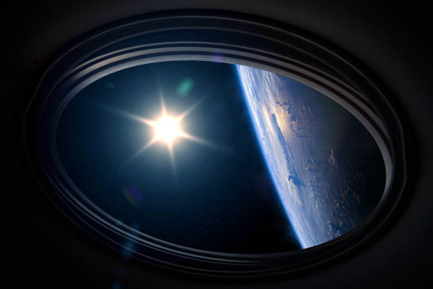 istock Earth planet in spaceship window porthole. 1496124024