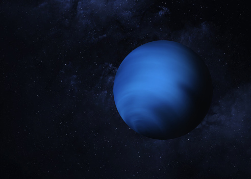Neptune - is the eighth from the Sun solar system planet. Galaxy, stars and planet Neptune. Planet Neptune in the starry sky of Solar System. High quality resolution image. This image elements furnished by NASA. ______ Url(s): https://photojournal.jpl.nasa.gov/catalog/pia01492 https://www.nasa.gov/vision/universe/starsgalaxies/spitzer-053105.html