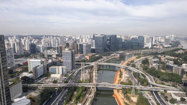 System of roads and tracks near a river