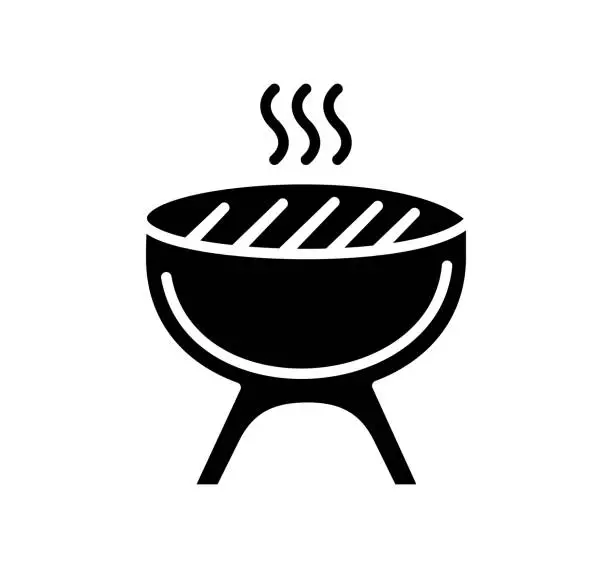 Vector illustration of Grilling Black Filled Vector Icon