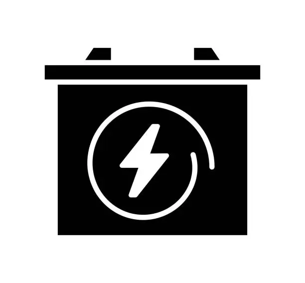 Vector illustration of Car Battery Black Filled Vector Icon
