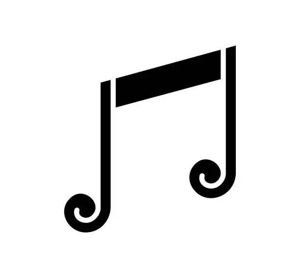 Vector illustration of Music Note Black Filled Vector Icon