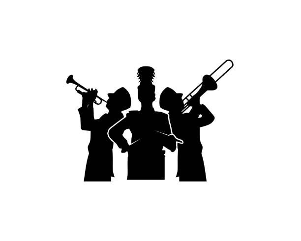 ilustrações de stock, clip art, desenhos animados e ícones de marching band vector design - trumpet brass instrument marching band musical instrument