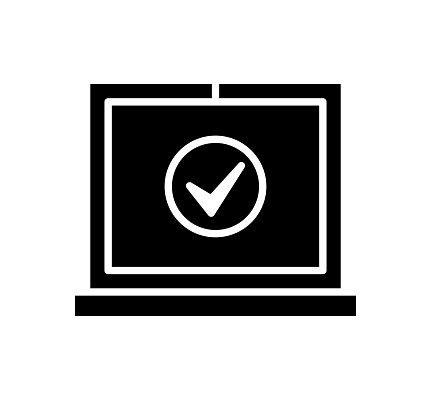 Software update black filled vector icon with clean lines and minimalist design, universally applicable across various industries and contexts.