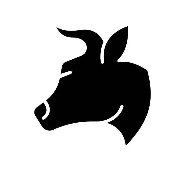 Vector illustration of Bull Market Black Filled Vector Icon