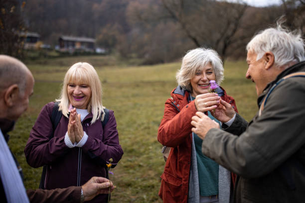 istock Happy mature couples in nature 1496127205
