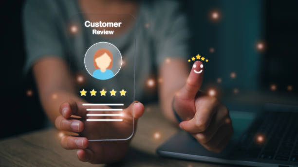 istock User give rating to service experience on online application, Customer review satisfaction feedback survey concept, Customer can evaluate quality of service leading to reputation ranking of business. 1496129619