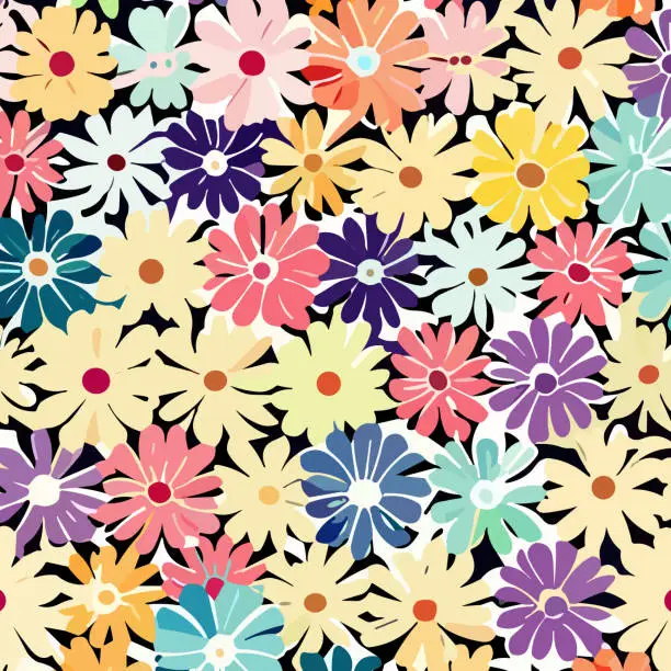 Vector illustration of Garden flower, plants ,pattern vector design for fashion,fabric,wallpaper and all prints on black background color