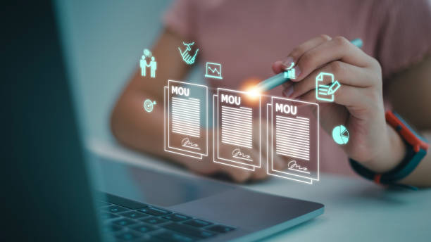 mou - memorando de entendimiento del concepto de negocio. un acuerdo no vinculante que establece las intenciones de cada parte de tomar medidas, realizar una transacción comercial o formar una nueva sociedad. - intend fotografías e imágenes de stock