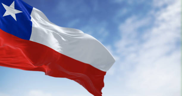 istock Chile national flag fluttering in the wind on a sunny day 1496134893