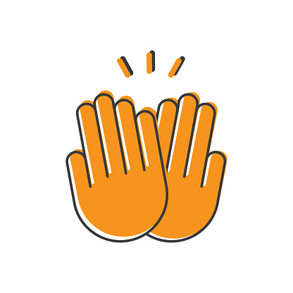 Two hands giving five, clapping palms icon.