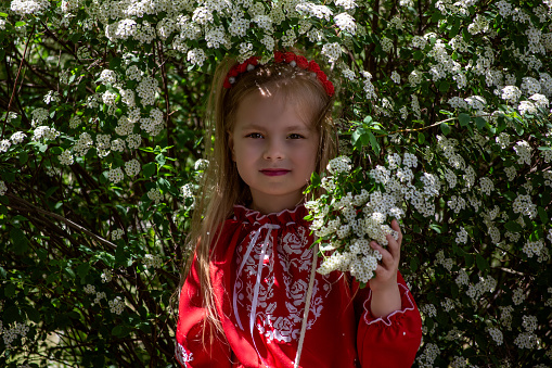 a small Ukrainian woman in national clothes