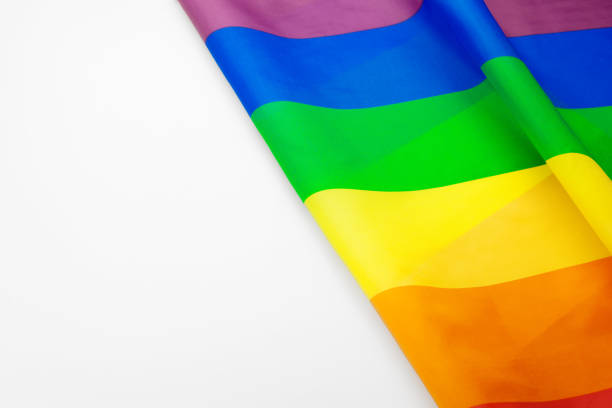 istock Rainbow gay flag on white background close up 1496138265