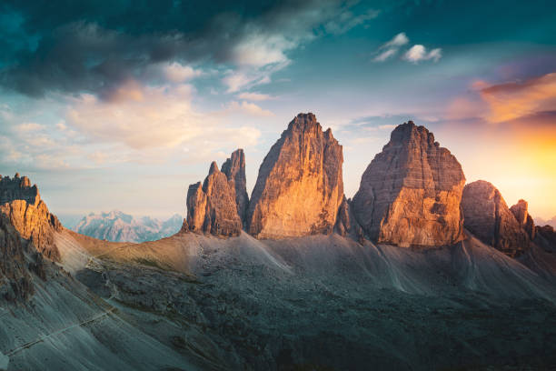 istock Epic view from Sextner Stein on Monte Paterno and Tre Cime mountain range in the evening. Tre Cime, Dolomites, South Tirol, Italy, Europe. 1496140626