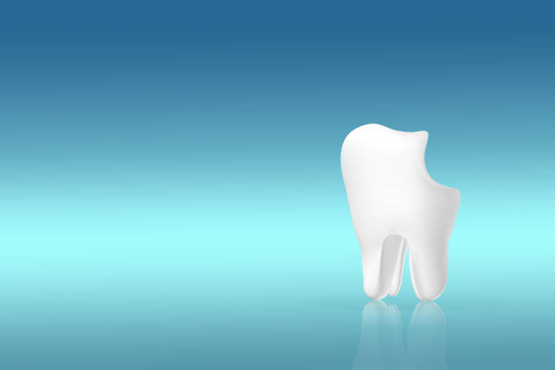 istock Unhealthy tooth white molar model on pastel blue background. Tooth symbol sign. Caries. Caries and disease of tooth. Unhealthy teeth. Dentistry conceptual photo. Dental healthcare concept. 1496141152
