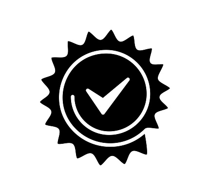 Warranty black filled vector icon with clean lines and minimalist design, universally applicable across various industries and contexts.