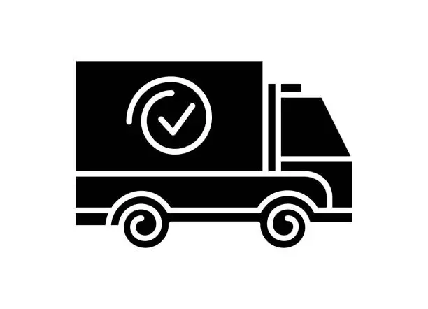 Vector illustration of Delivery Black Filled Vector Icon