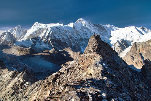 Mount Cho Oyu, way to Mt Cho Oyu base camp, Everest area, Sagarmatha national park, Khumbu valley, Nepal Himalayas mountains