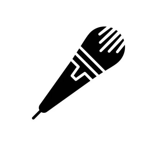 Vector illustration of Microphone Black Filled Vector Icon