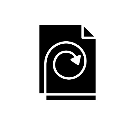 File version black filled vector icon with clean lines and minimalist design, universally applicable across various industries and contexts.