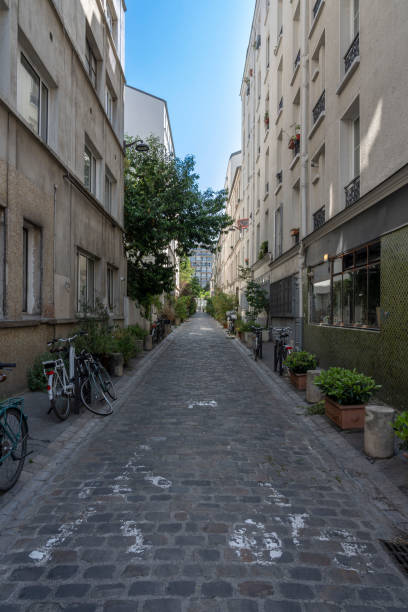 istock Paris, France - 06 03 2023: Panoramic view of two typical streets with residential buildings 1496146575