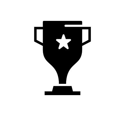 Trophy black filled vector icon with clean lines and minimalist design, universally applicable across various industries and contexts.