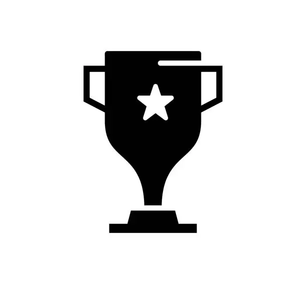 Vector illustration of Trophy Black Filled Vector Icon