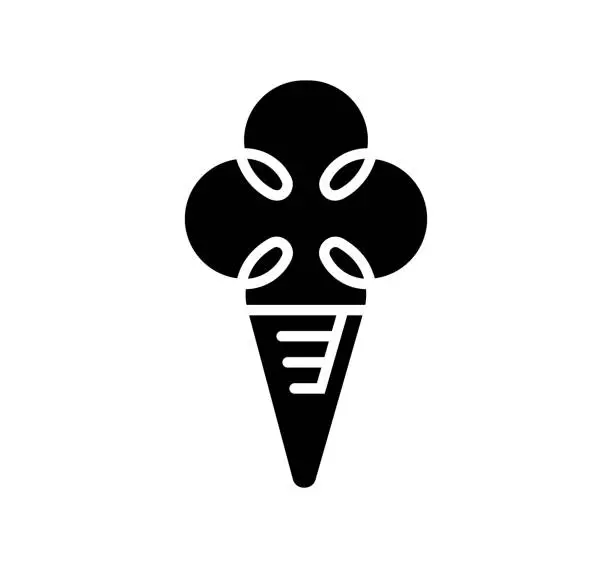 Vector illustration of Ice Cream Black Filled Vector Icon