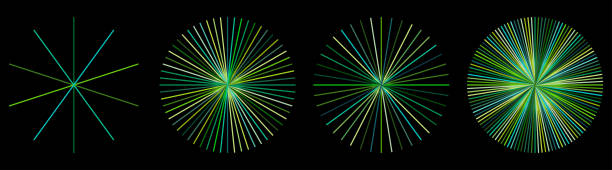 ilustrações, clipart, desenhos animados e ícones de vetor verde circular linhas radiais geométrico padrão elemento de design - lighting equipment illuminated isolated on black part of