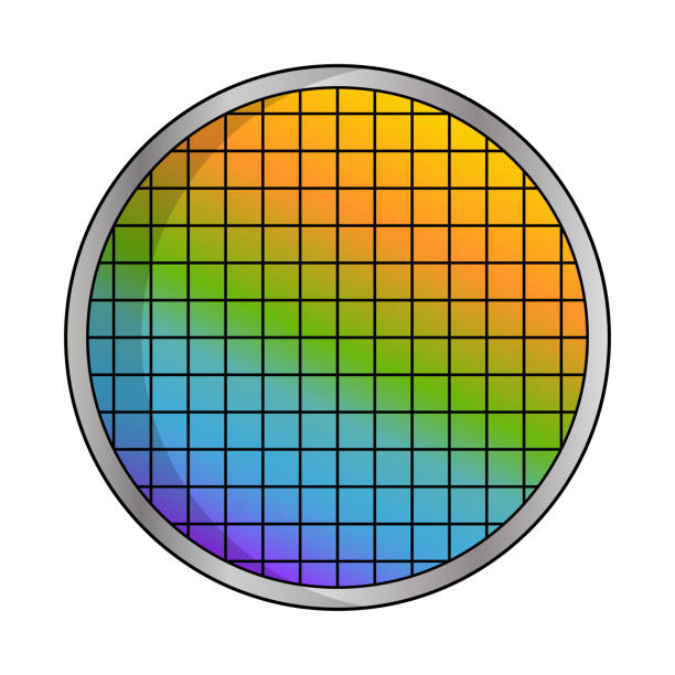 ilustraciones, imágenes clip art, dibujos animados e iconos de stock de icono de oblea de silicio simple. vector. - semiconductor computer wafer computer chip silicon