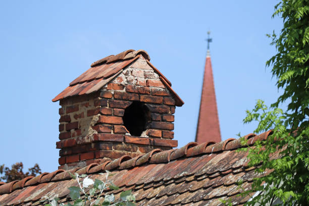 istock Brick smoke stack of an old house 1496152530