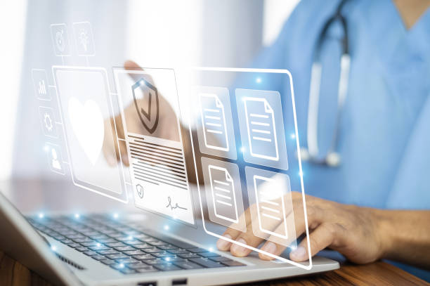 Doctor AI, artificial intelligence in modern medical technology and IOT automation. Doctor using AI document management concept.