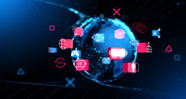 istock Earth globe hologram and cyberspace, worldwide connection and virtual reality 1496155705